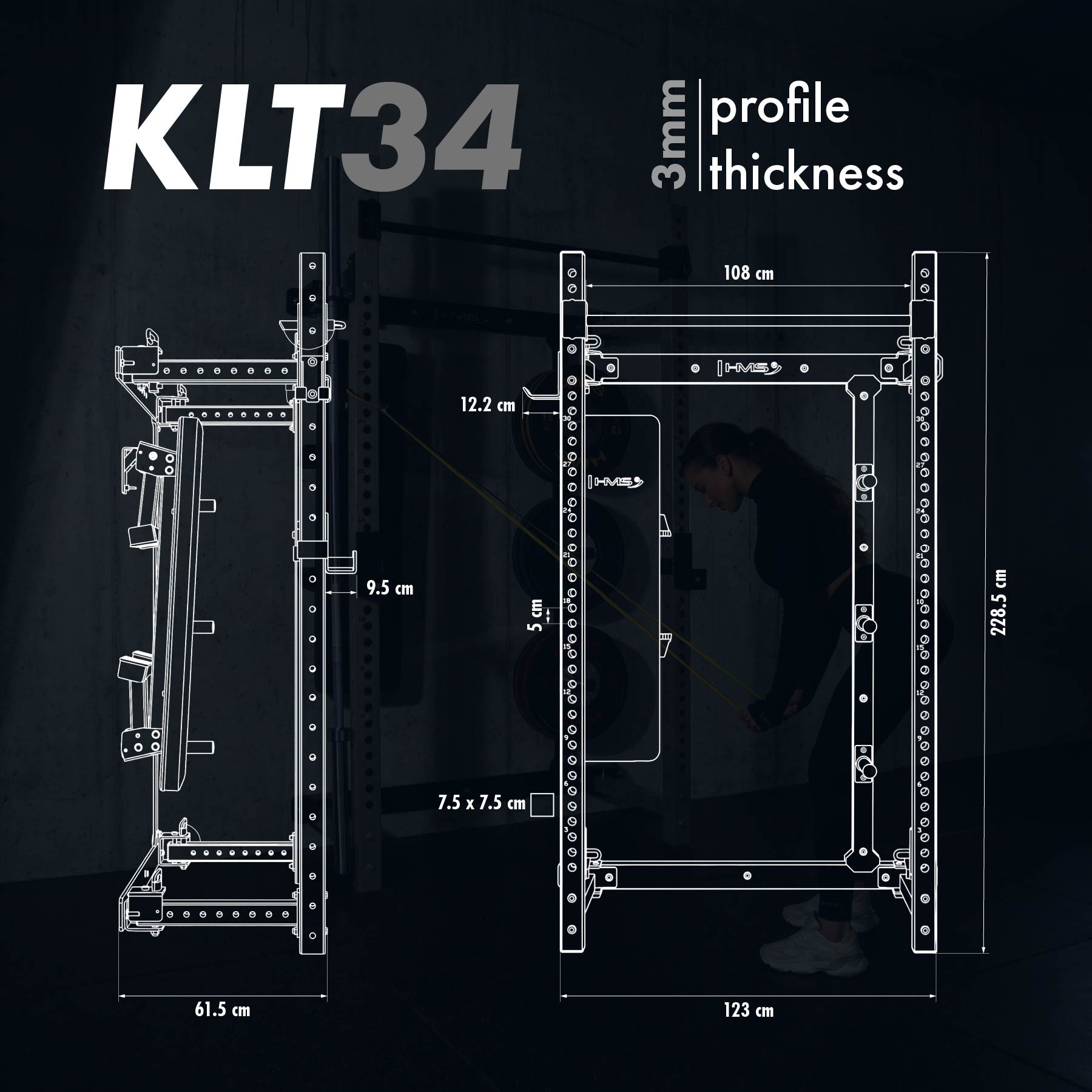 WIELOFUNKCYJNA KLATKA TRENINGOWA SKŁADANA GREY HMS KLT34