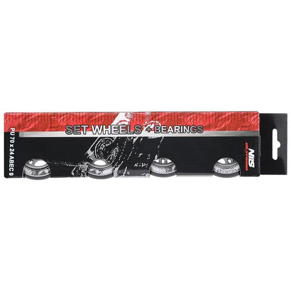 ZESTAW PU 70x24 82A CZARNE N (4 szt.) + ABEC-9 (8 szt.) NILS EXTREME