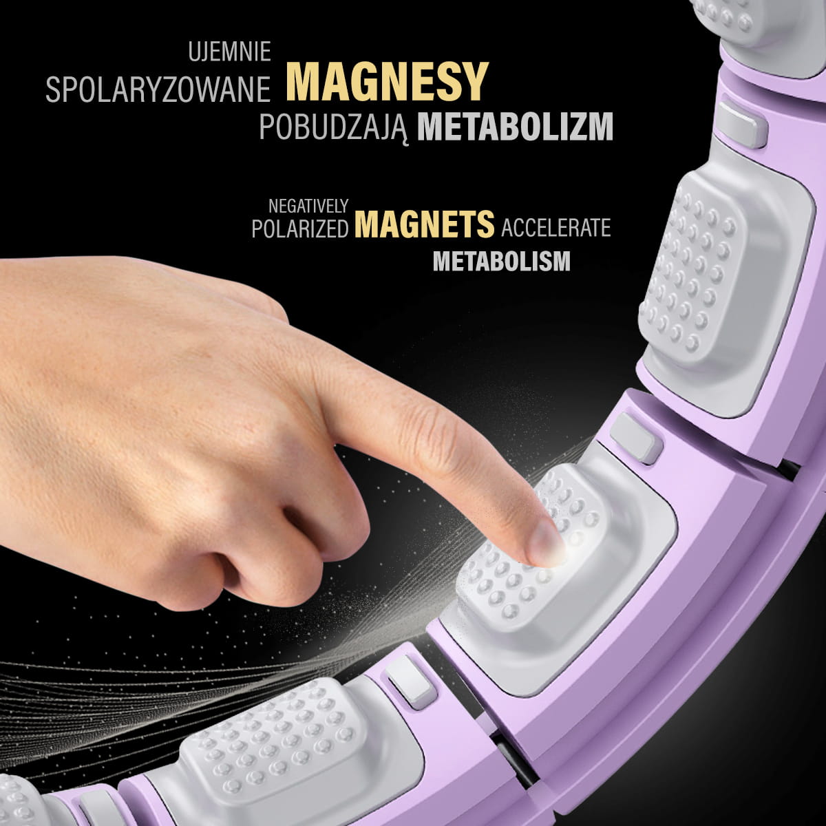 ZESTAW HULA HOP MAGNETYCZNY VIOLET HHM13 Z LICZNIKIEM HMS + PAS WYSZCZUPLAJĄCY BR163