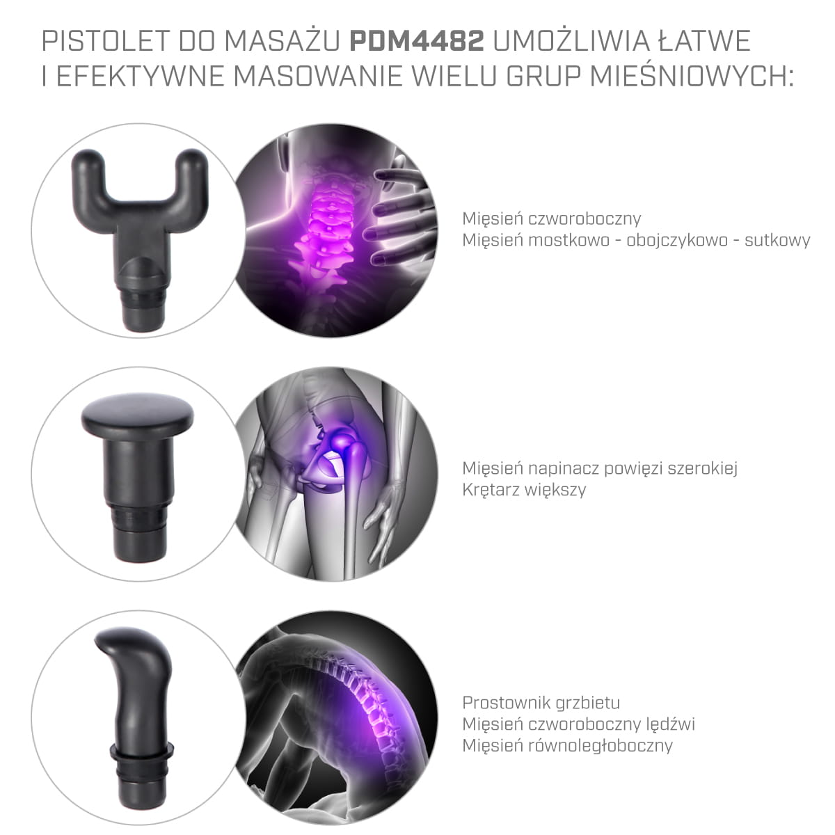 PISTOLET DO MASAŻU PDM4482G BLACK  HMS