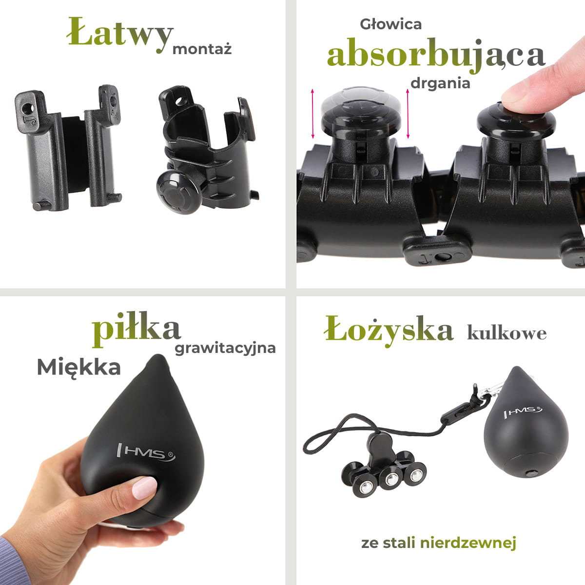 Hula hop HMS HHW12 Plus Size czarne z obciążeniem i regulacją obwodu