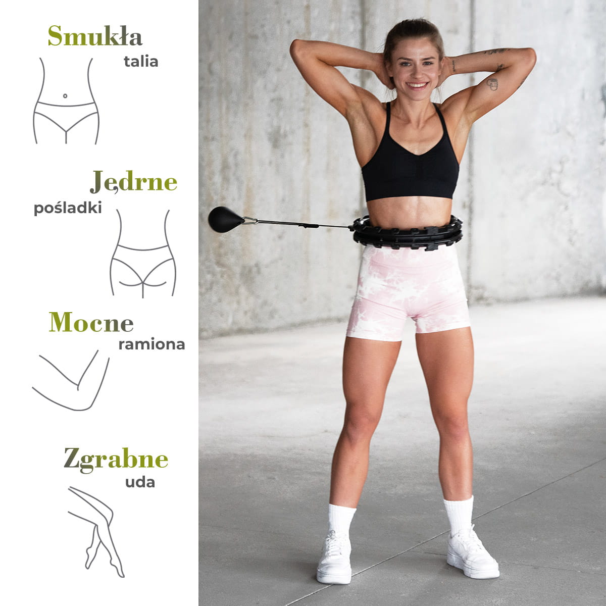 Hula hop HMS HHW12 Plus Size czarne z obciążeniem i regulacją obwodu