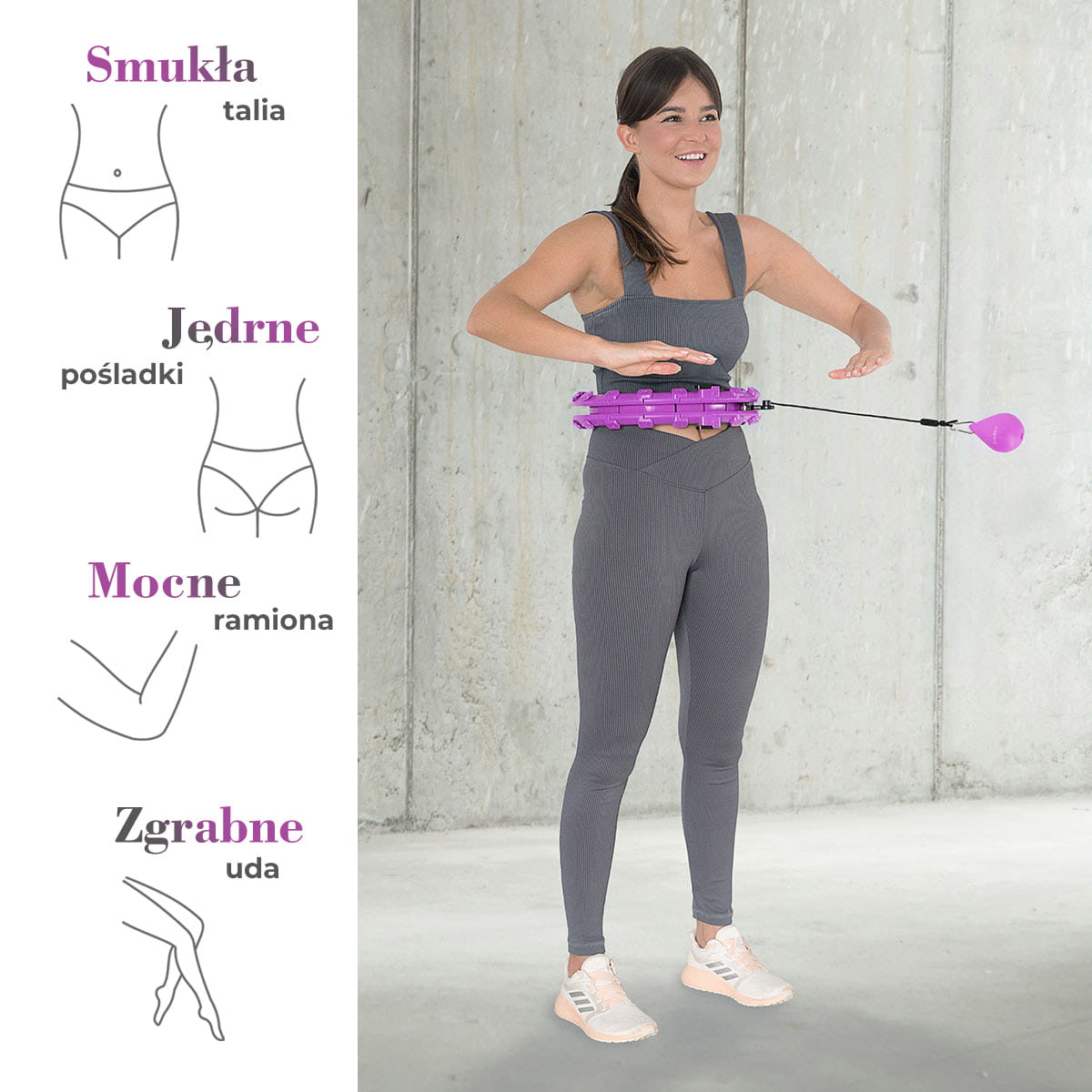Hula hop HMS HHW12 Plus Size różowe z obciążeniem i regulacją obwodu