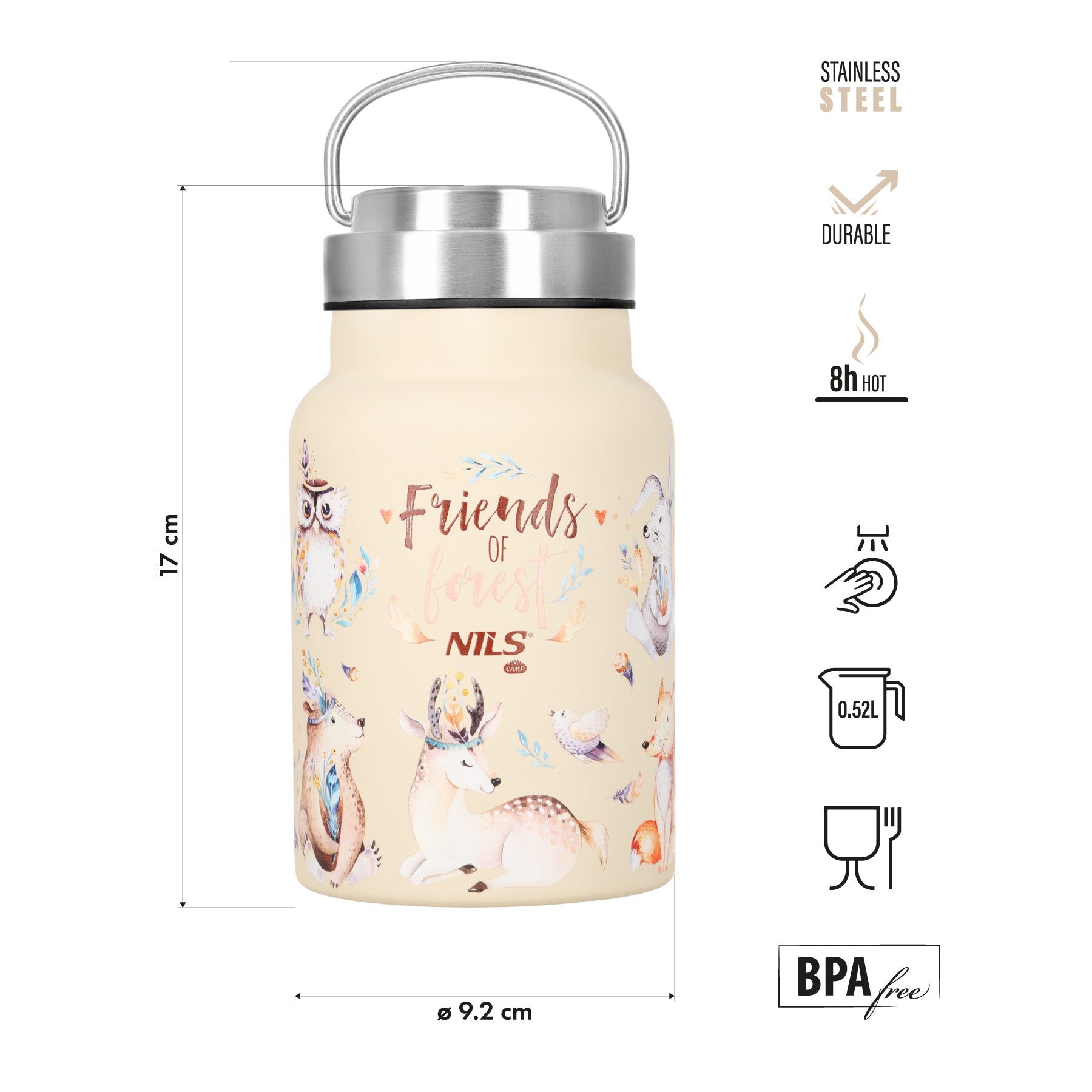 BUTELKA NA WODĘ 520ML STALOWA FOREST NILS CAMP NC3806