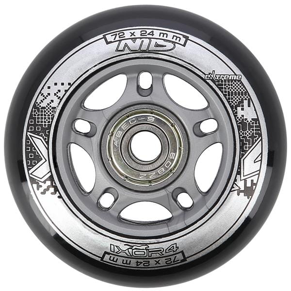 ZESTAW PU 72x24 82A CZARNE N (4 szt.) + ABEC-9 (8 szt.) NILS EXTREME