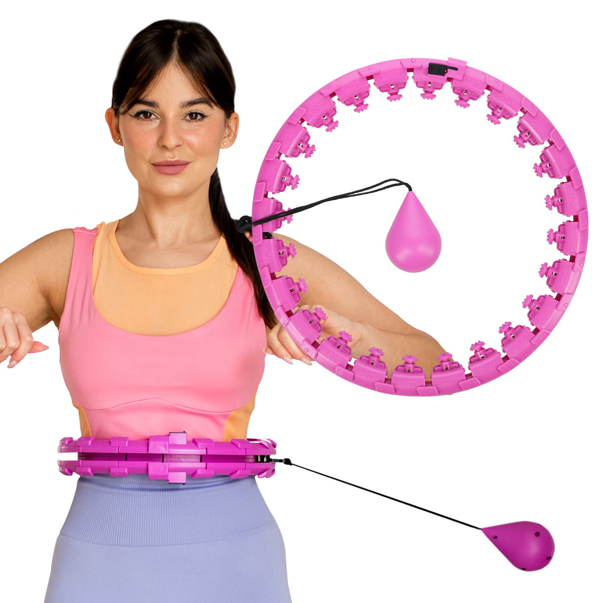 ZESTAW HULA HOP Z OBCIĄŻENIKIEM PLUS PAS FH01+BR125 FIOLET