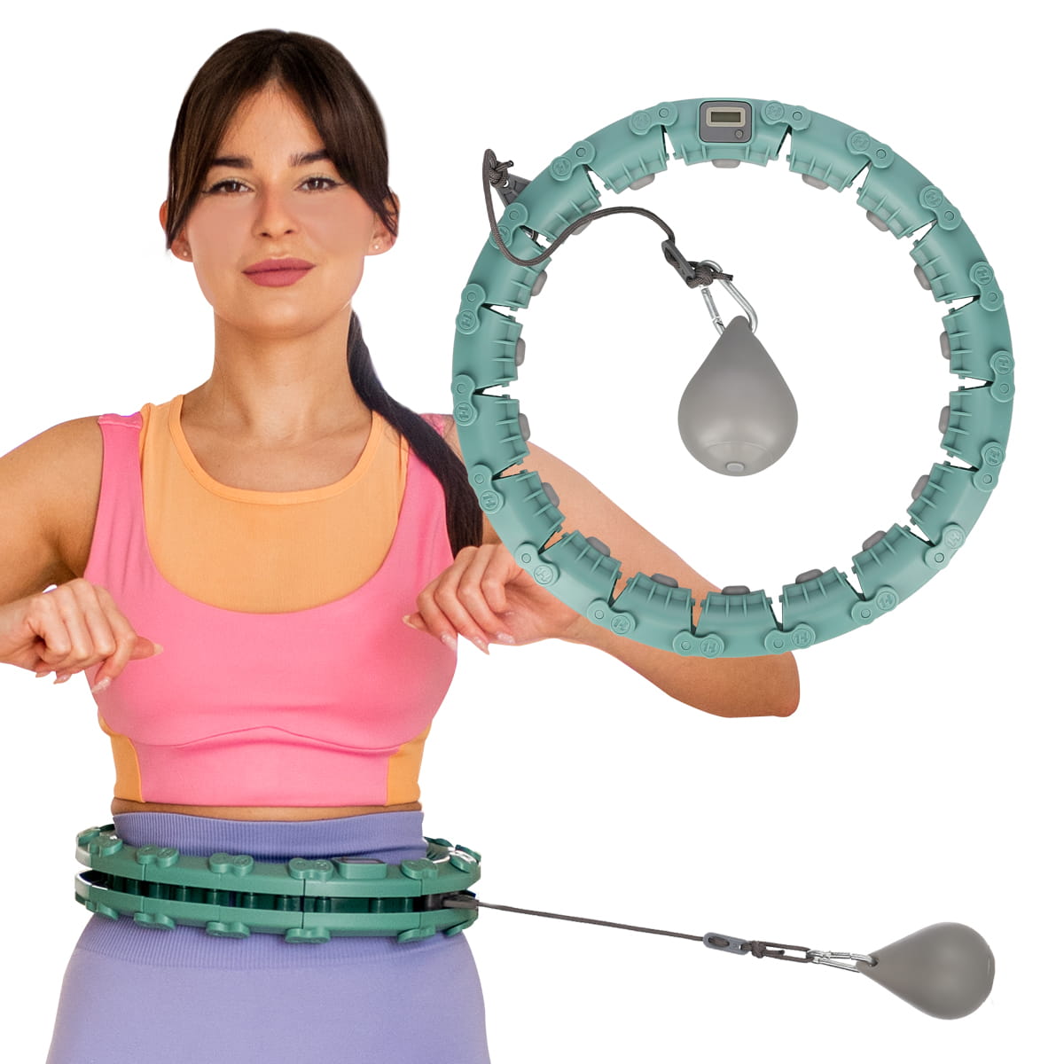 FH03 GREEN HULA HOP Z OBCIĄŻNIKIEM I LICZNIKIEM STOCK