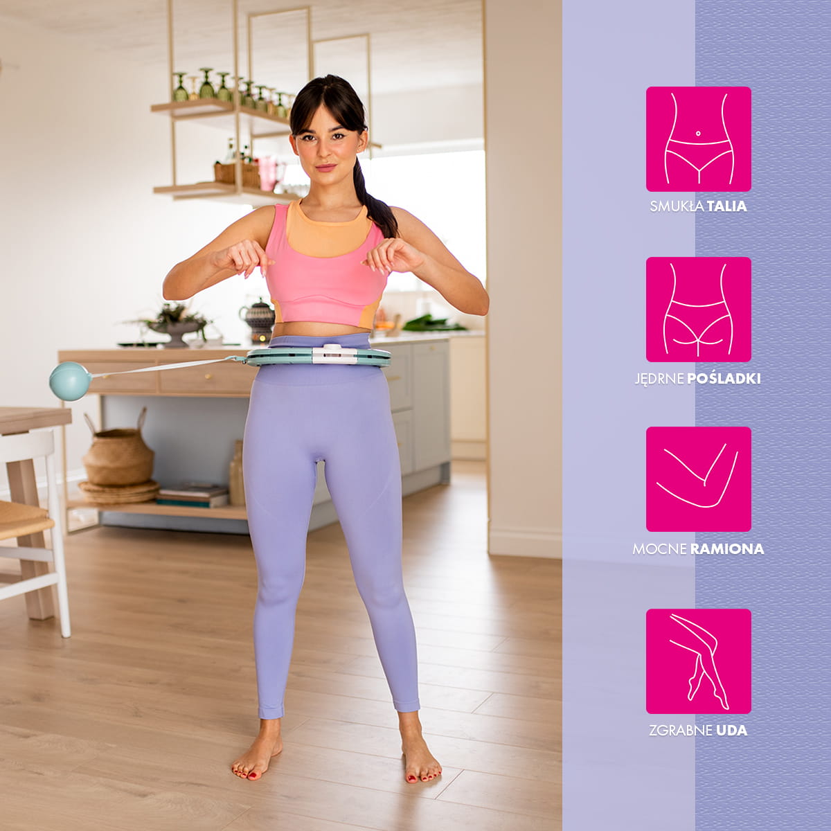 ZESTAW REGULOWANY HULA HOP PLUS SIZE FH07 MINT Z OBCIĄŻNIKEIM I LICZNIKIEM + PAS BR125