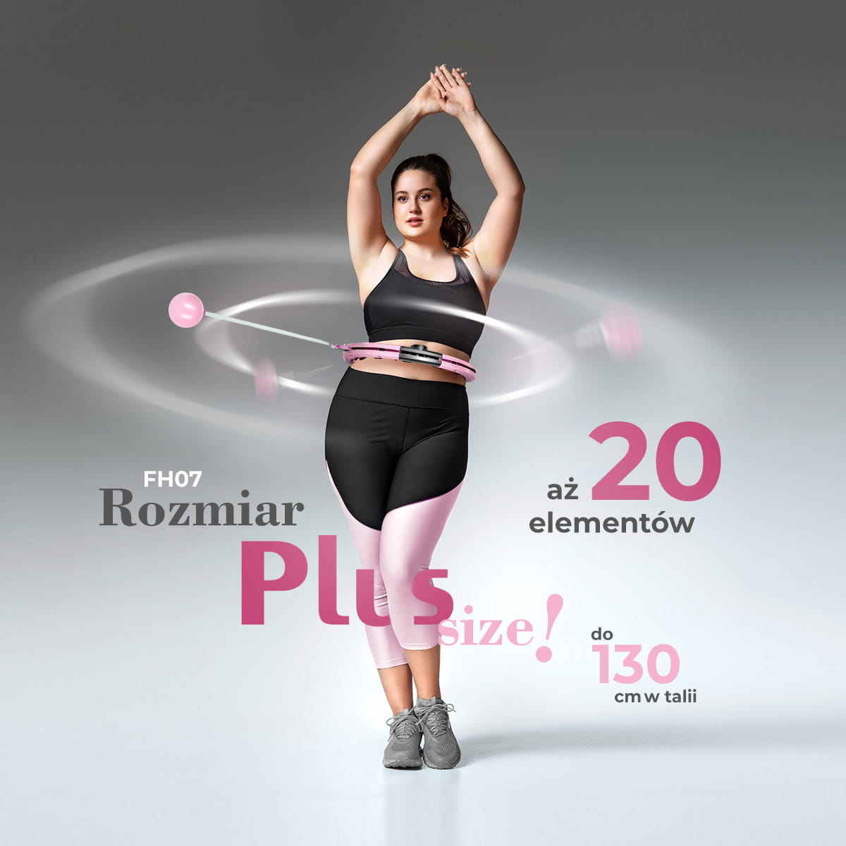 HULA HOP Z OBCIĄŻNIKIEM I LICZNIKIEM FH07 LIGHT PINK PLUS SIZE