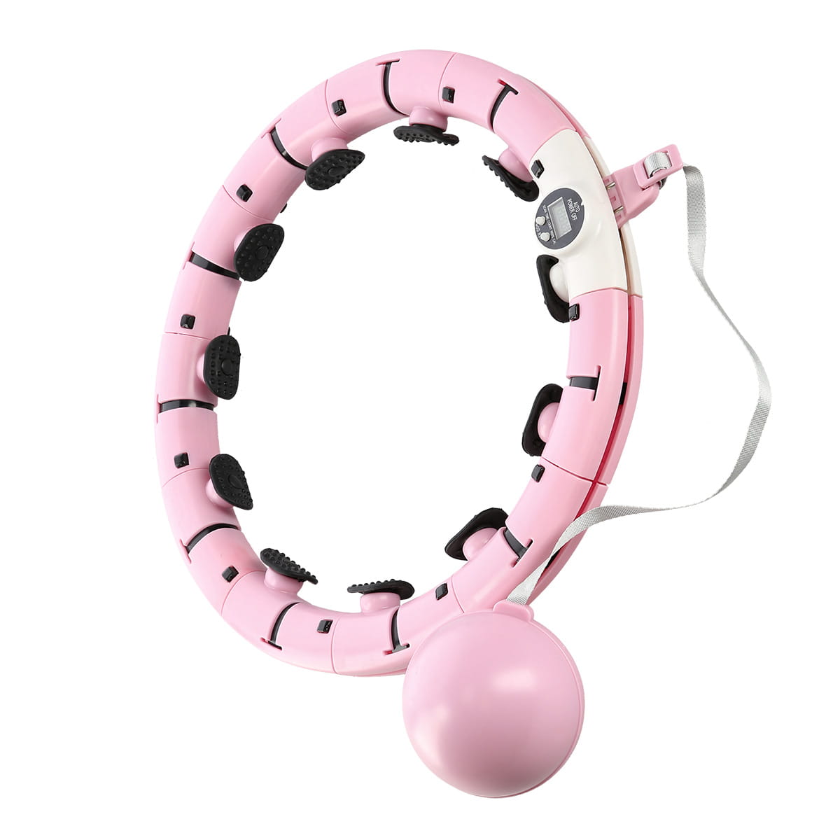 ZESTAW REGULOWANY HULA HOP PLUS SIZE FH07 LIGHT PINK Z OBCIĄŻNIKEIM I LICZNIKIEM + PAS BR125
