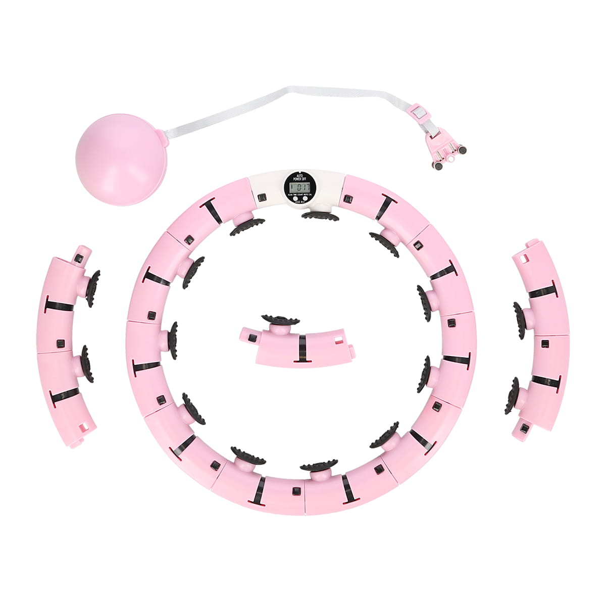 ZESTAW REGULOWANY HULA HOP PLUS SIZE FH07 LIGHT PINK Z OBCIĄŻNIKEIM I LICZNIKIEM + PAS BR125