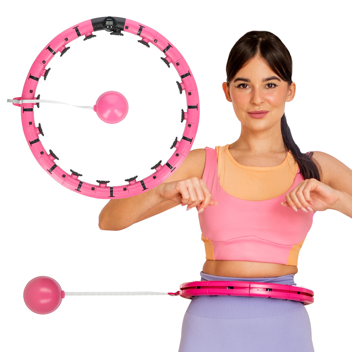 HULA HOP Z OBCIĄŻNIKIEM I LICZNIKIEM FH07 PINK PLUS SIZE