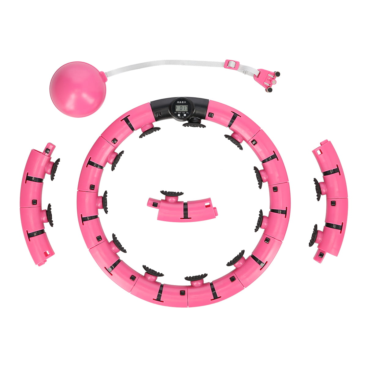 ZESTAW REGULOWANY HULA HOP PLUS SIZE FH07 PINK Z OBCIĄŻNIKEIM I LICZNIKIEM + PAS BR125