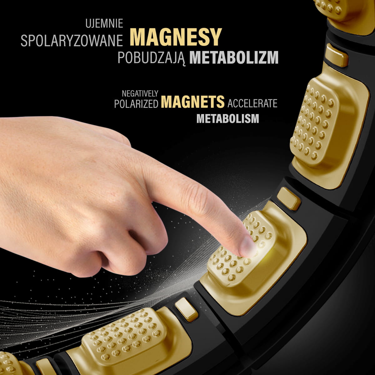 ZESTAW HULA HOP MAGNETYCZNY BLACK HHM13 Z LICZNIKIEM HMS + PAS WYSZCZUPLAJĄCY BR163 BLACK