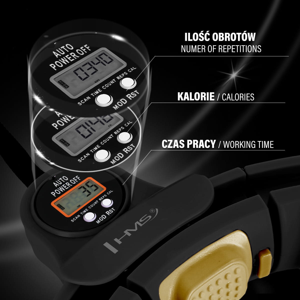 ZESTAW HULA HOP MAGNETYCZNY BLACK HHM13 Z LICZNIKIEM HMS + PAS WYSZCZUPLAJĄCY BR163 BLACK