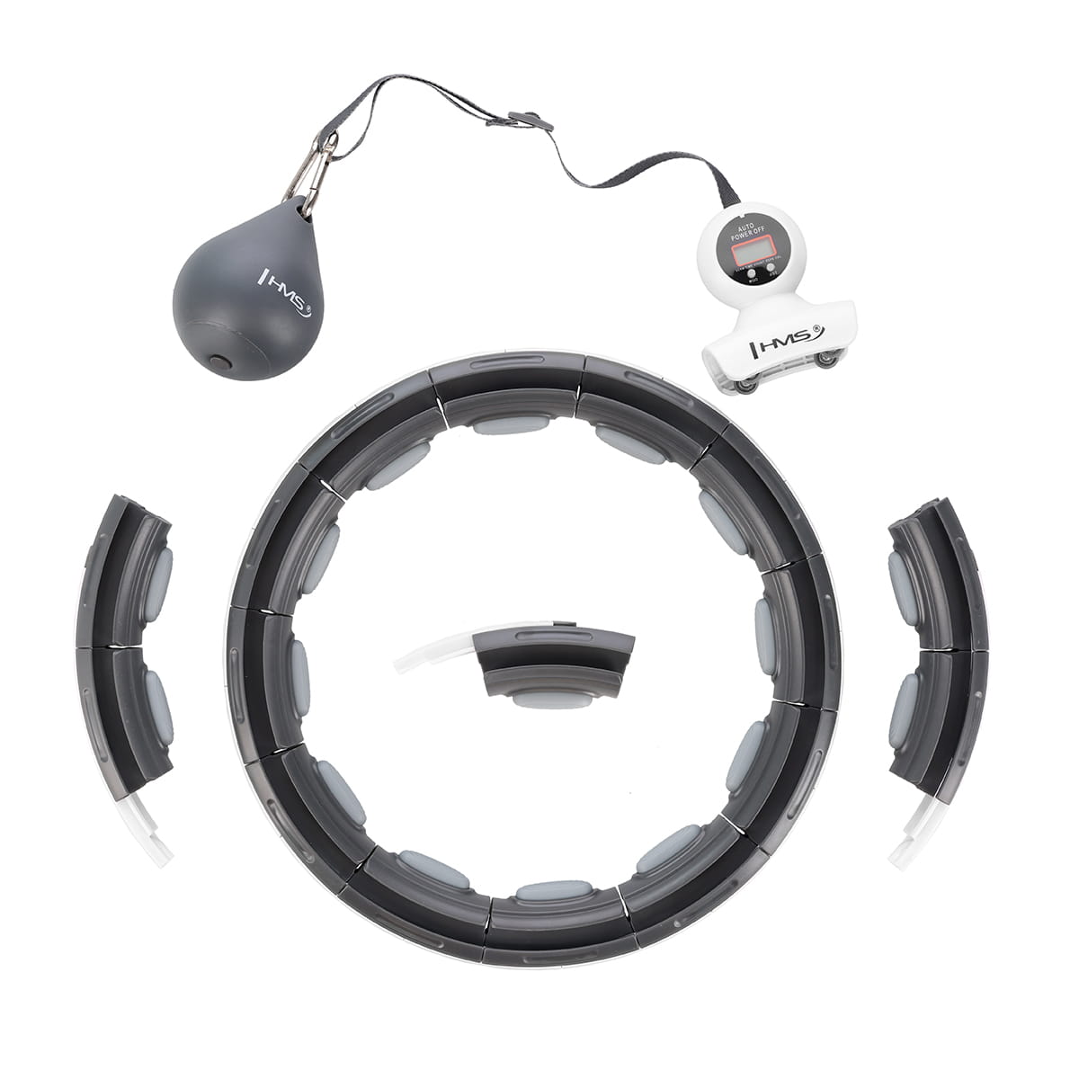 HULA HOP  BLACK Z MAGNESEM I OBCIĄŻNIKIEM + LICZNIK HMS HHM15