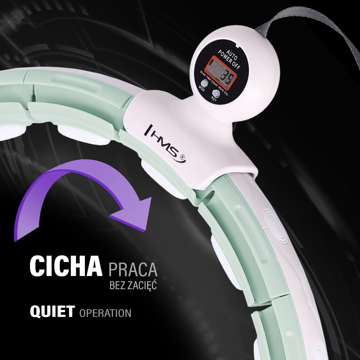 HULA HOP GREEN Z MAGNESEM I OBCIĄŻNIKIEM + LICZNIK HMS HHM15