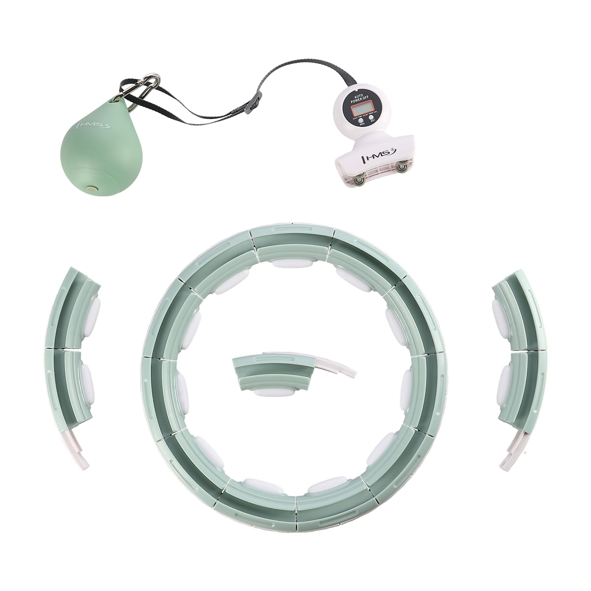 ZESTAW HULA HOP MAGNETYCZNY GREEN HHM15 Z LICZNIKIEM HMS + PAS WYSZCZUPLAJĄCY BR163 RED