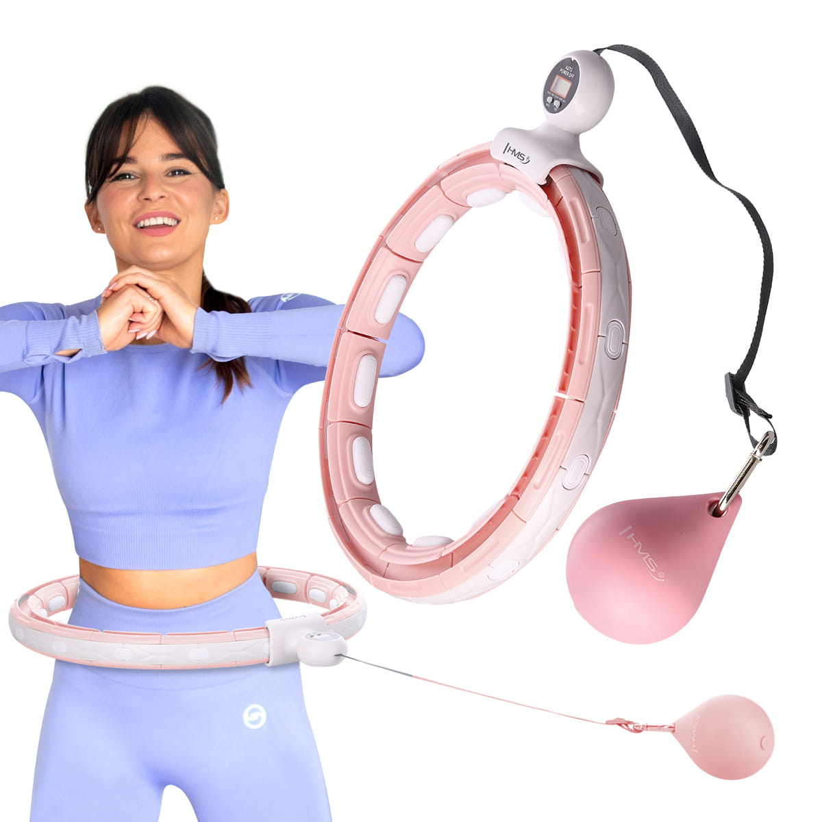 HULA HOP PINK Z MAGNESEM I OBCIĄŻNIKIEM + LICZNIK HMS HHM15