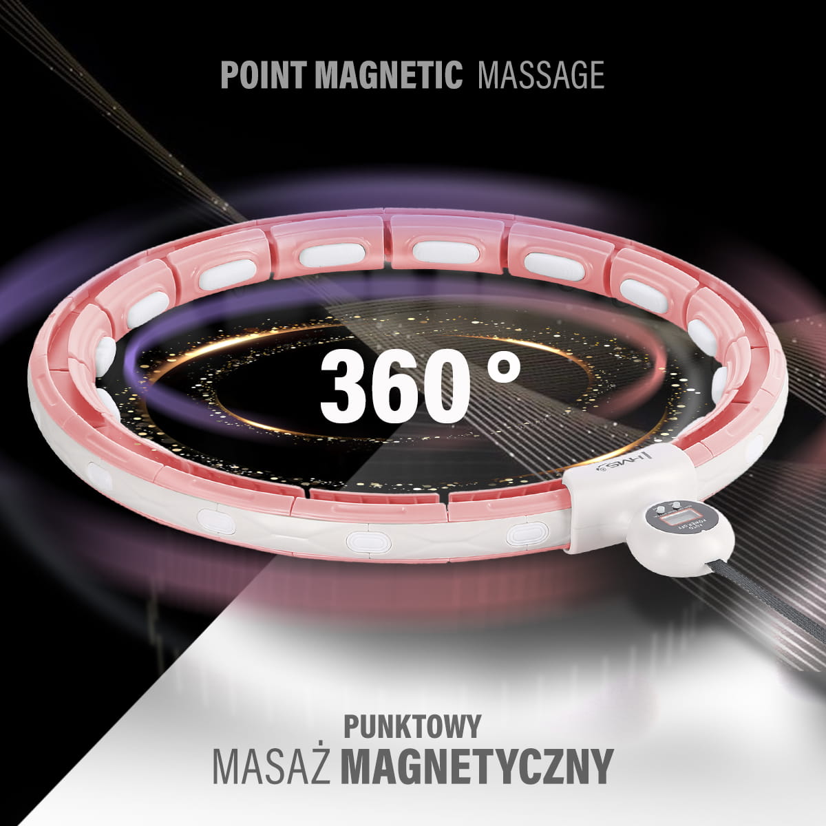 HULA HOP PINK Z MAGNESEM I OBCIĄŻNIKIEM + LICZNIK HMS HHM15