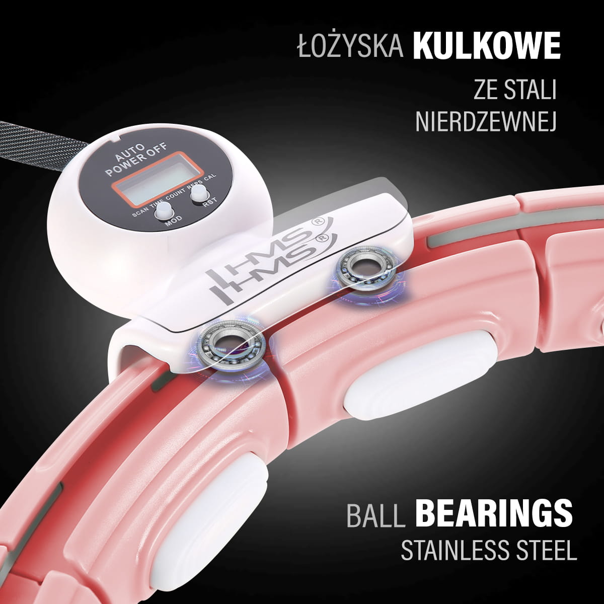 HULA HOP PINK Z MAGNESEM I OBCIĄŻNIKIEM + LICZNIK HMS HHM15