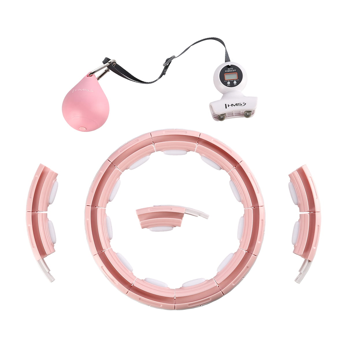 ZESTAW HULA HOP MAGNETYCZNY PINK HHM15 Z LICZNIKIEM HMS + PAS WYSZCZUPLAJĄCY BR163 RED