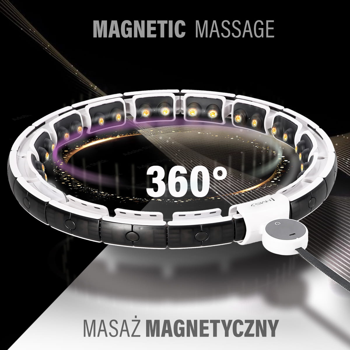 ZESTAW HULA HOP MAGNETYCZNY WHITE HHM16 Z LICZNIKIEM HMS + PAS WYSZCZUPLAJĄCY BR163
