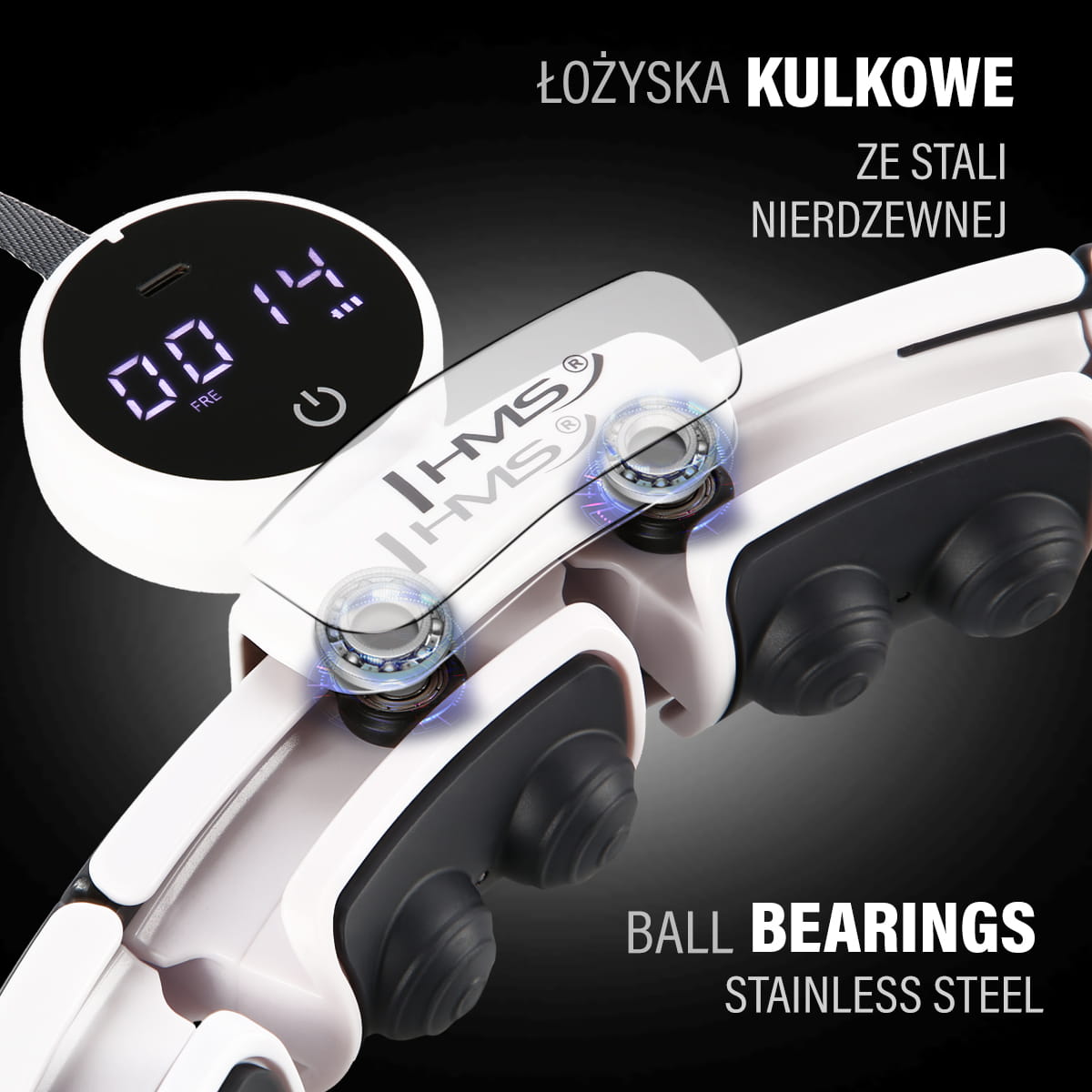 ZESTAW HULA HOP MAGNETYCZNY WHITE HHM16 Z LICZNIKIEM HMS + PAS WYSZCZUPLAJĄCY BR163