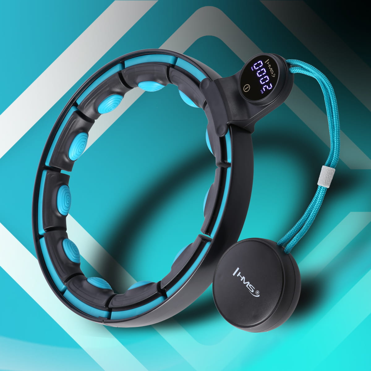 ZESTAW HULA HOP MAGNETYCZNY BLACK/TURQUOISE Z LICZNIKIEM HMS HHM17 + PAS WYSZCZUPLAJĄCY RED BR163