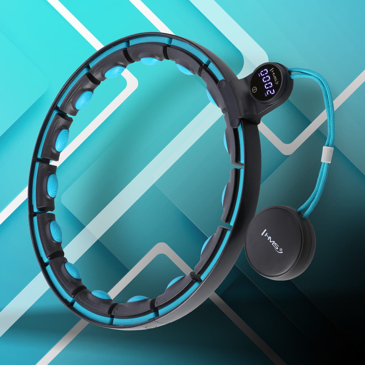 ZESTAW HULA HOP MAGNETYCZNY BLACK/TURQUOISE Z LICZNIKIEM HMS HHM17 + PAS WYSZCZUPLAJĄCY RED BR163