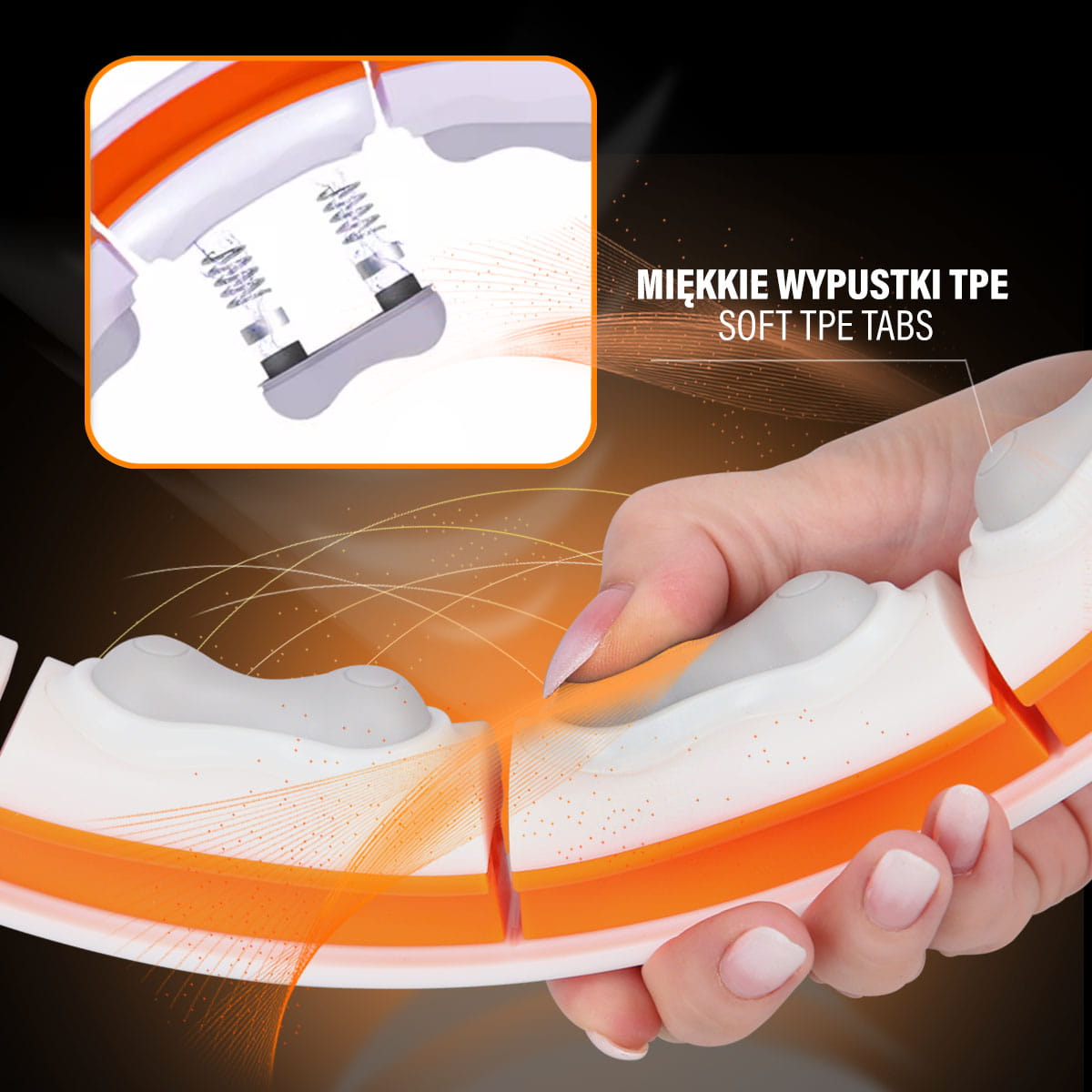 ZESTAW HULA HOP MAGNETYCZNY WHITE/ORANGE Z LICZNIKIEM HMS HHM21 + PAS WYSZCZUPLAJĄCY BR1313