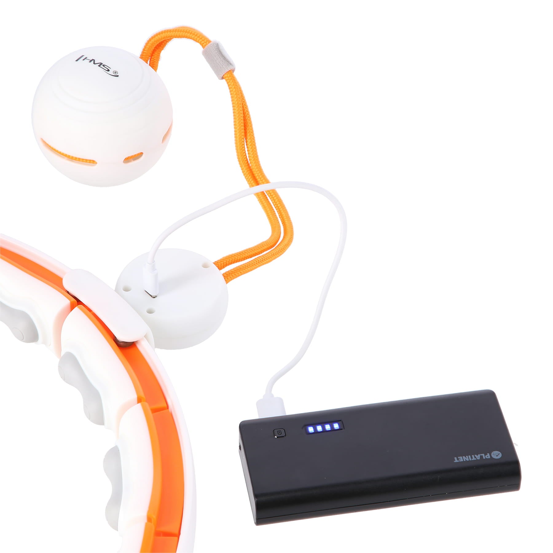 ZESTAW HULA HOP MAGNETYCZNY WHITE/ORANGE Z LICZNIKIEM HMS HHM21 + PAS WYSZCZUPLAJĄCY BR1313