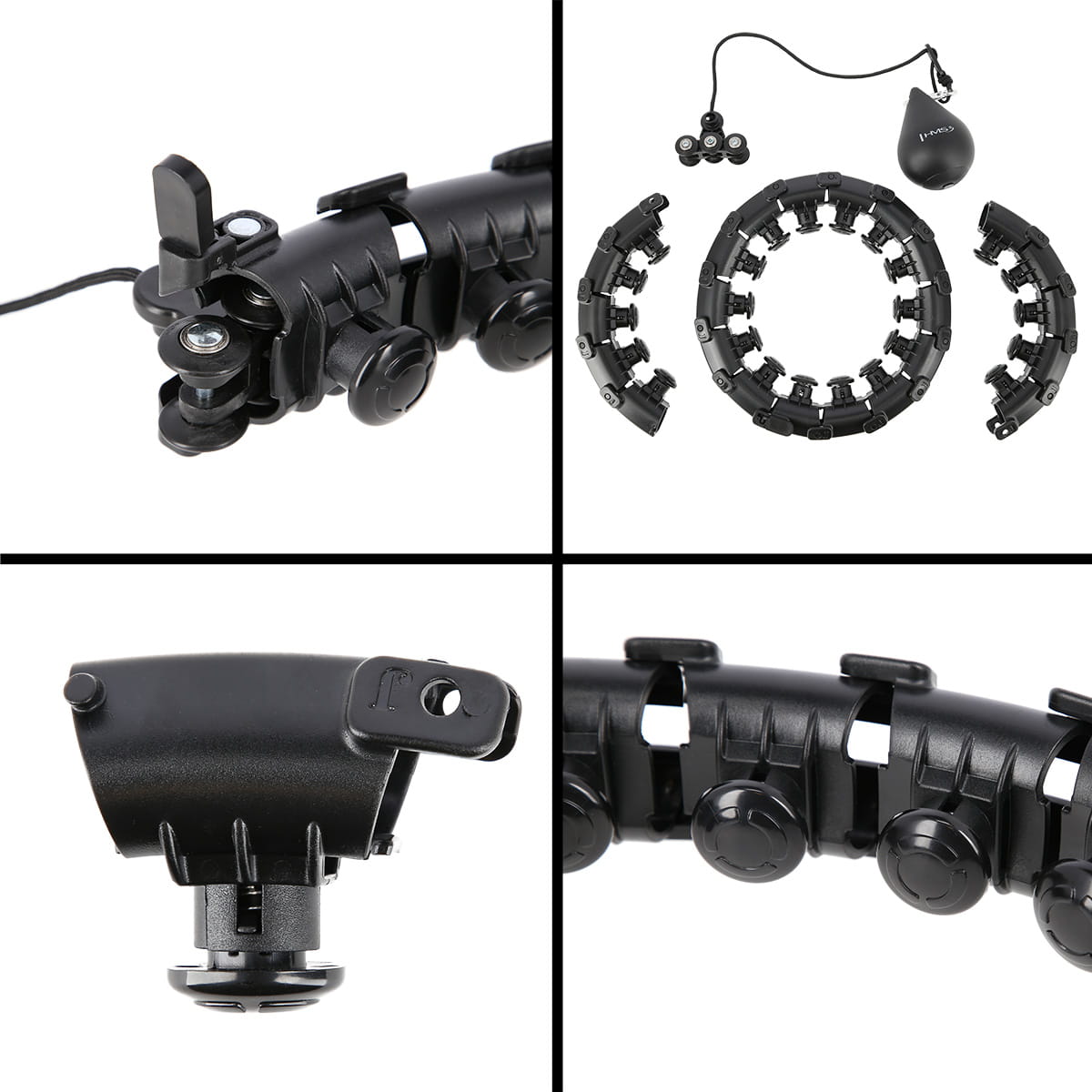 ZESTAW HULA HOP HHW01 BLACK Z WYPUSTKAMI I OBCIĄŻNIKIEM HMS + PAS BR163 BLACK PLUS SIZE