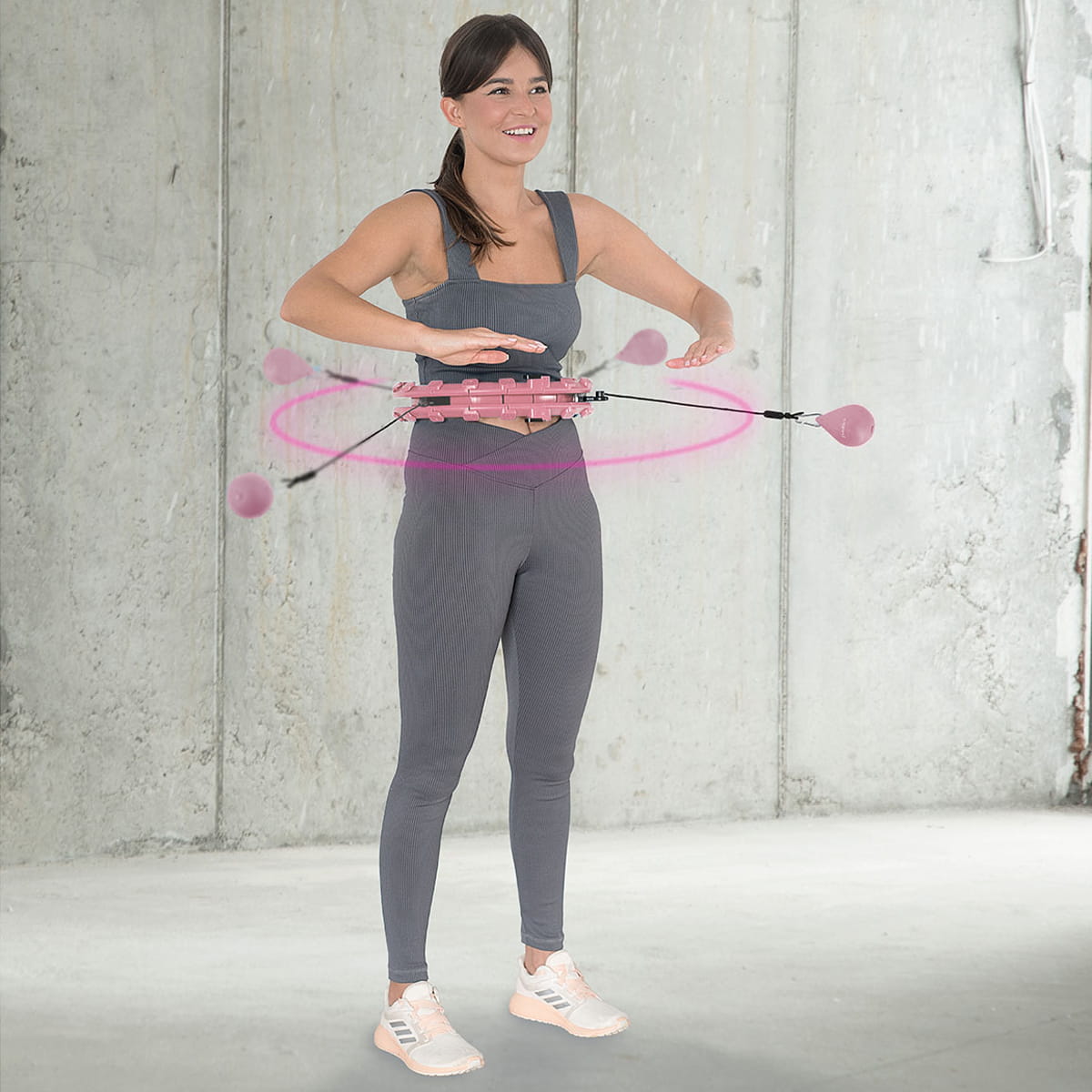 ZESTAW HULA HOP HHW01 PINK Z WYPUSTKAMI I OBCIĄŻNIKIEM HMS + PAS BR163 BLACK PLUS SIZE