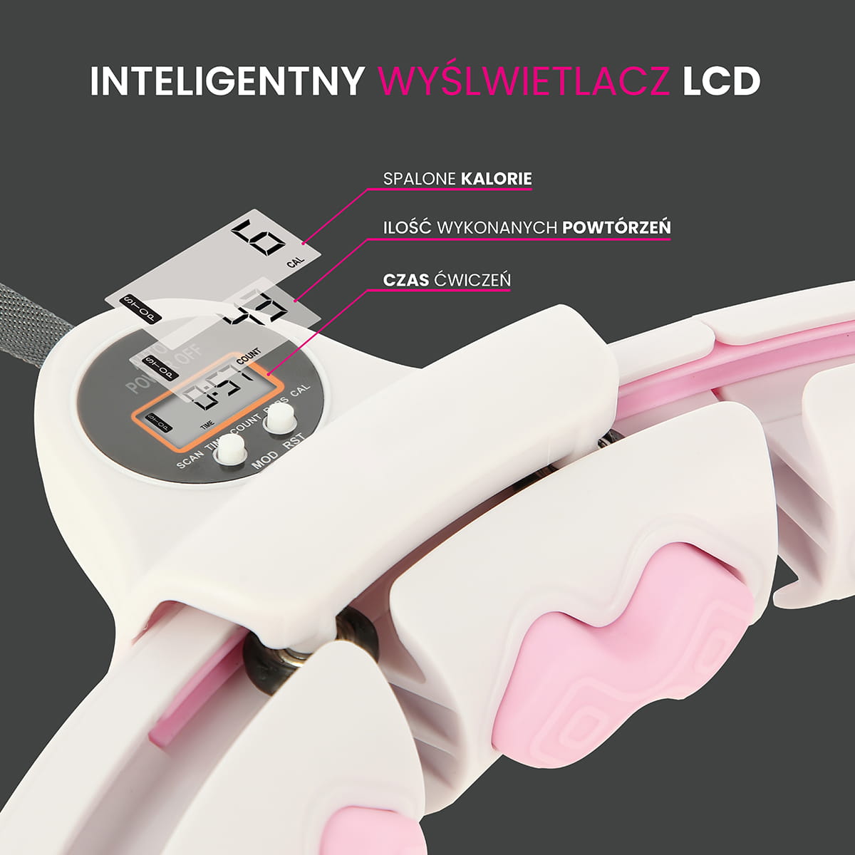 ZESTAW HULA HOP HHW06 PINK Z PIŁKĄ GRAWITACYJNĄ I LICZNIKIEM HMS + PAS BR163 RED