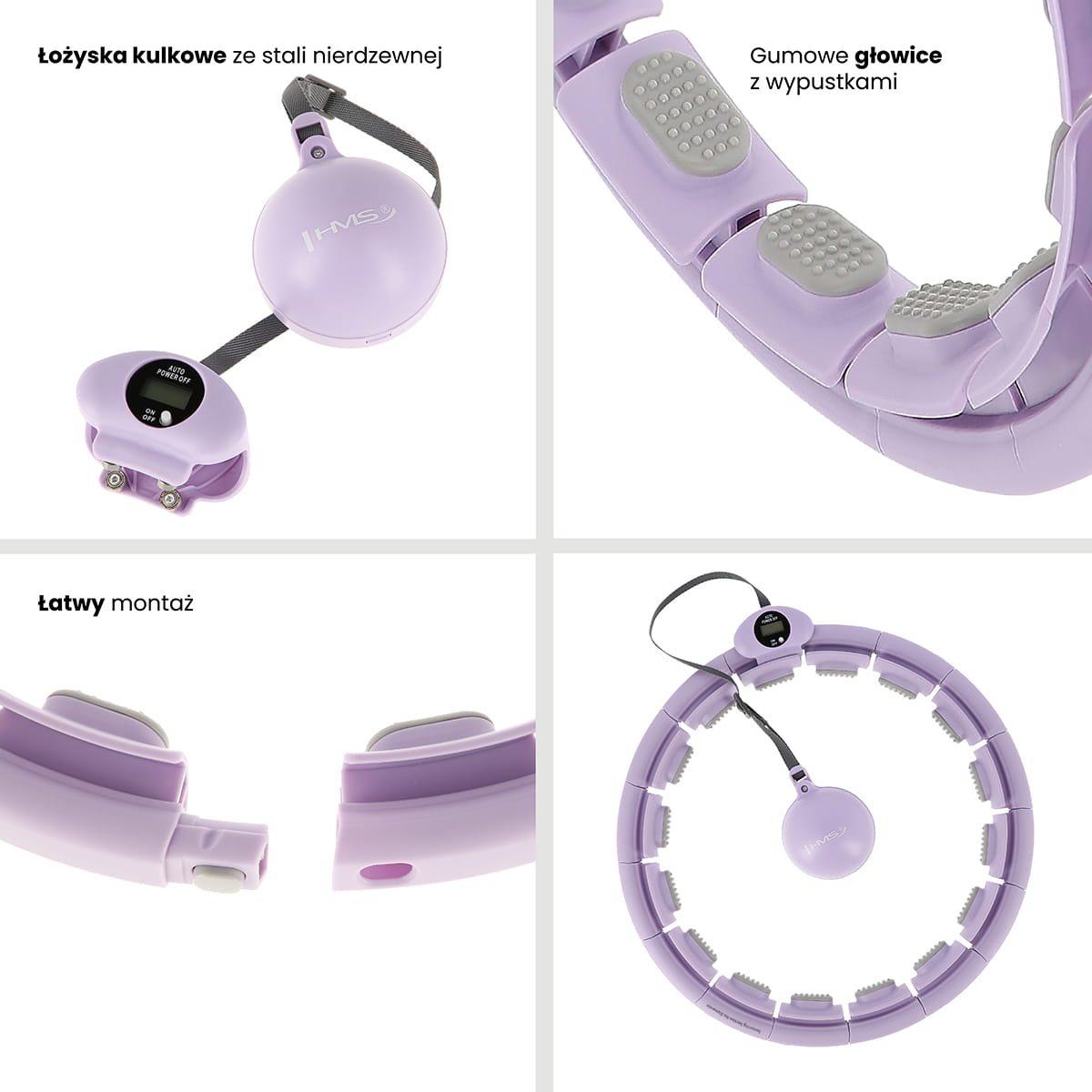 ZESTAW HULA HOP HHW09 VIOLET Z PIŁKĄ GRAWITACYJNĄ I LICZNIKIEM HMS + PAS BR163