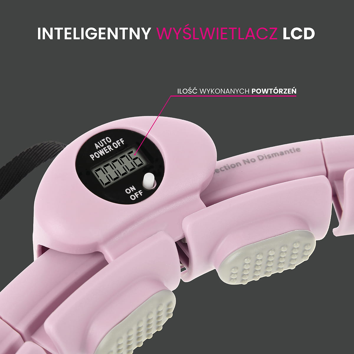 HULA HOP Z WYPUSTKAMI I OBCIĄŻNIKIEM + LICZNIK HMS HHW09 PINK