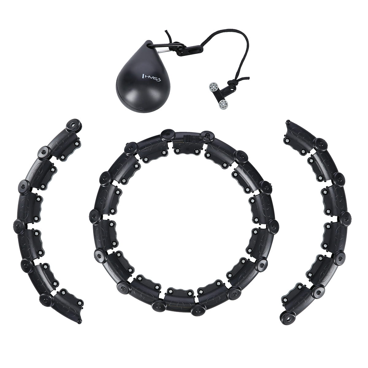 Hula hop HMS HHW11 Plus Size czarne z obciążeniem i regulacją obwodu