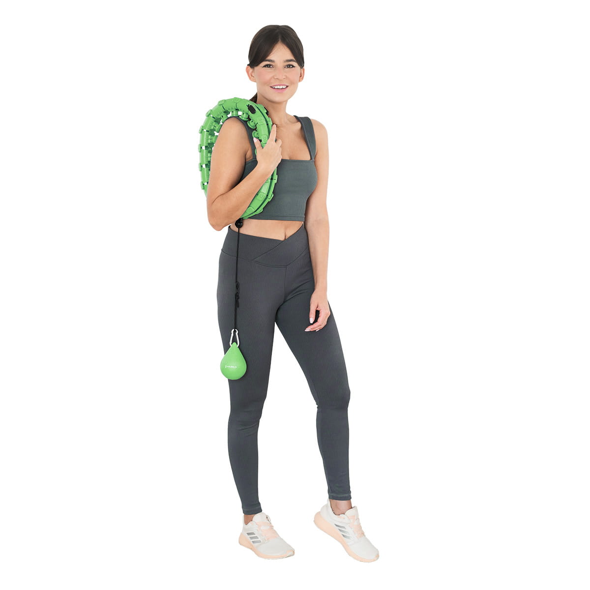 HULA HOP GREEN Z WYPUSTKAMI I OBCIĄŻNIKIEM HMS HHW12 PLUS SIZE