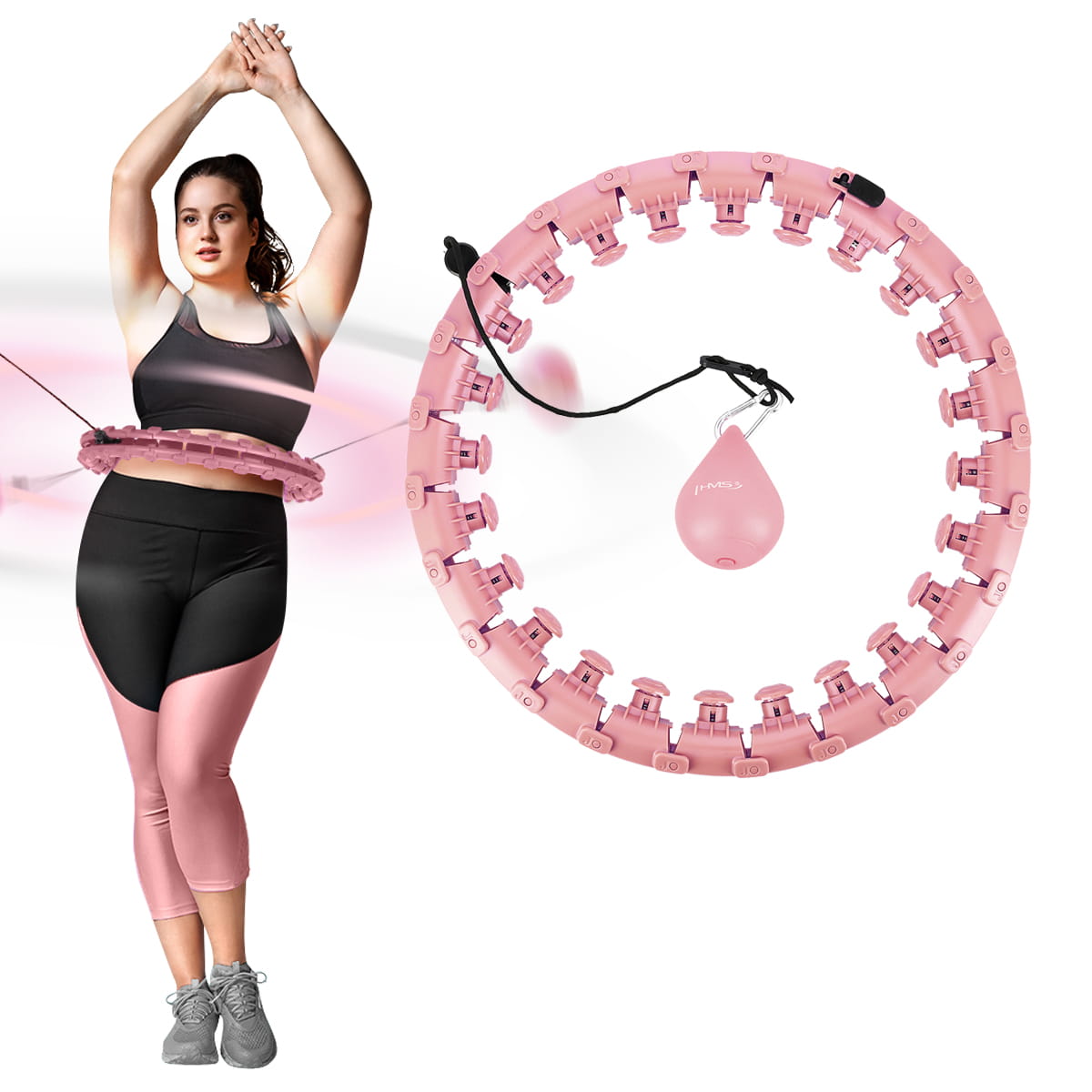 HULA HOP PINK Z WYPUSTKAMI I OBCIĄŻNIKIEM HMS HHW12 PLUS SIZE