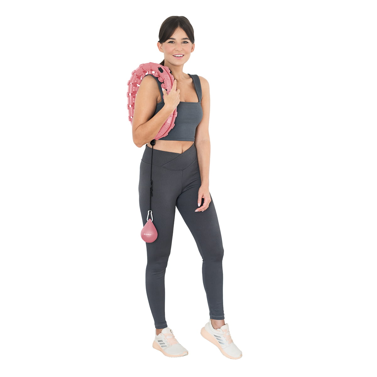 HULA HOP PINK Z WYPUSTKAMI I OBCIĄŻNIKIEM HMS HHW12 PLUS SIZE