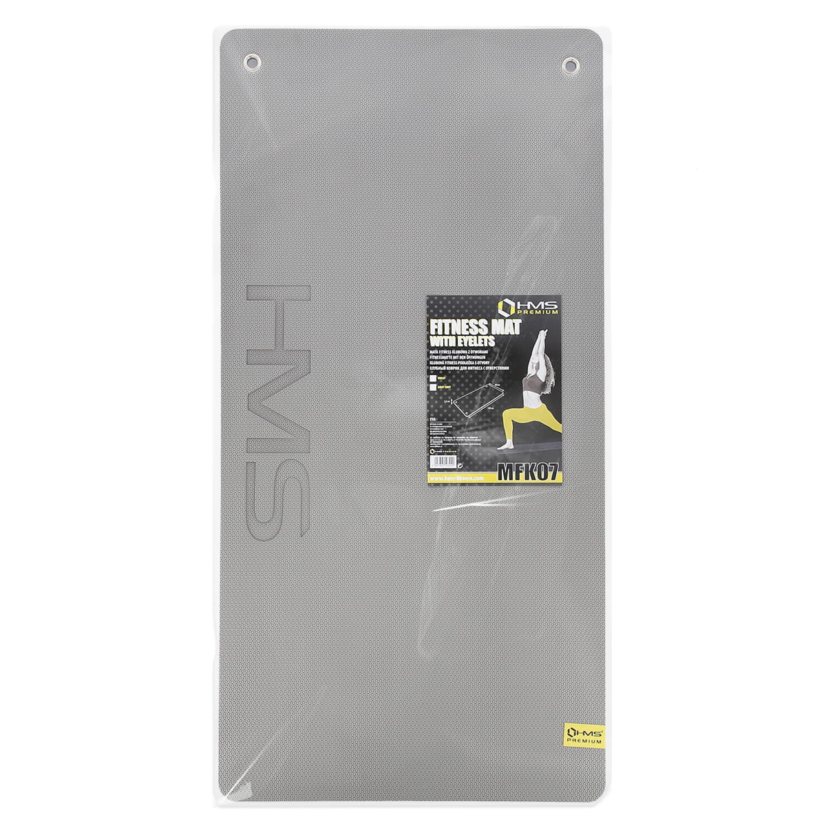 MATA FITNESS KLUBOWA Z OTWORAMI 120*60CM EVA 15MM HMS PREMIUM LIGHT GREY-BLACK MFK07