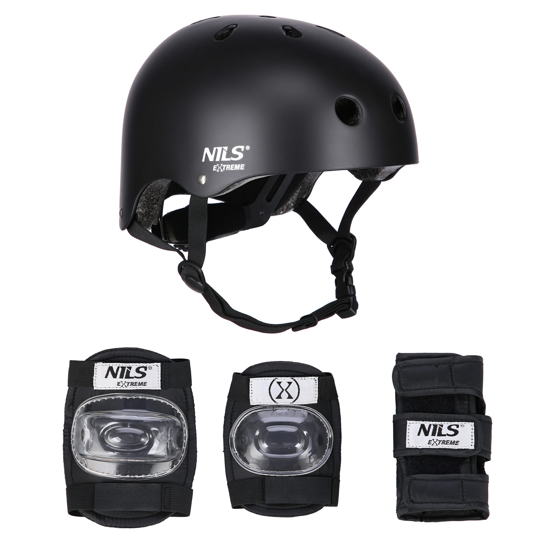 ZESTAW  KASK Z OCHRANIACZAMI CZARNY NILS EXTREME MR290+H230