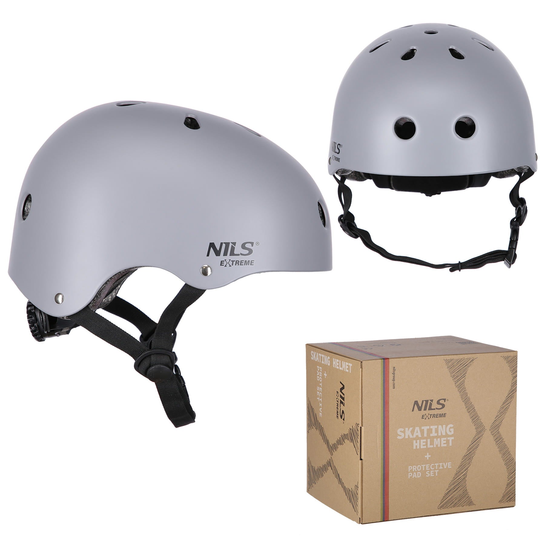 ZESTAW KASK Z OCHRANIACZAMI SZARY NILS EXTREME MR290+H230