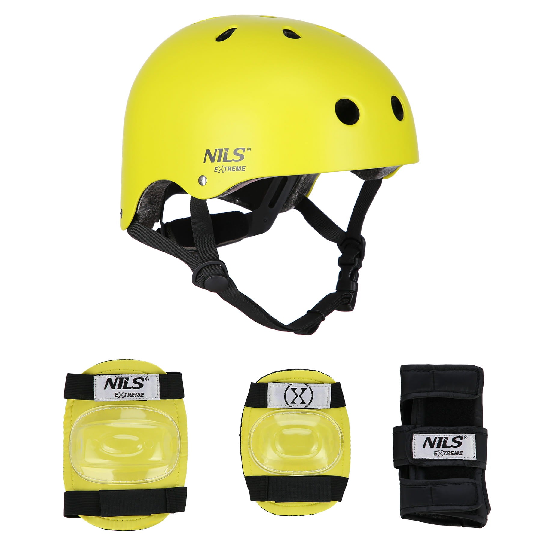 ZESTAW KASK Z OCHRANIACZAMI ŻÓŁTY NILS EXTREME MR290+H230