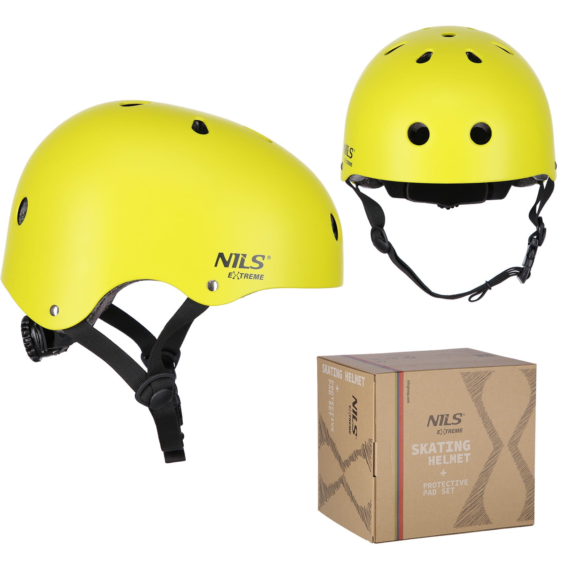 ZESTAW KASK Z OCHRANIACZAMI ŻÓŁTY NILS EXTREME MR290+H230