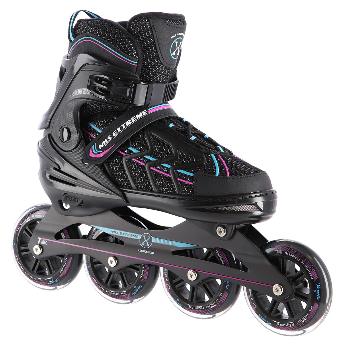 NA1128 CZARNO-FIOLETOWE ROLKI NILS EXTREME