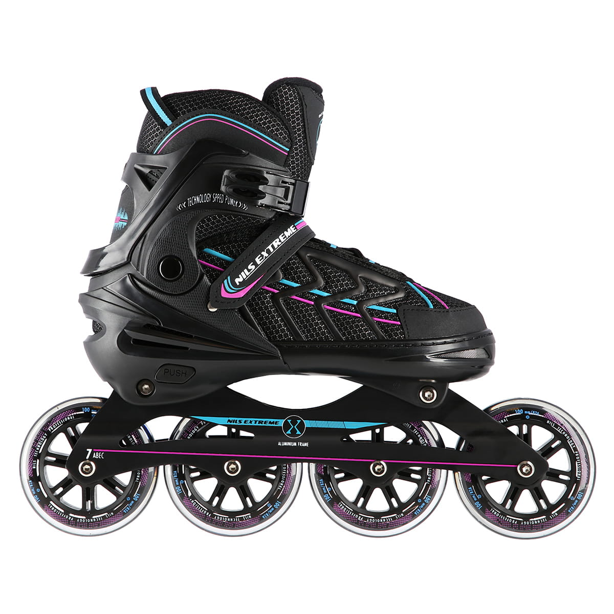 NA1128 CZARNO-FIOLETOWE ROLKI NILS EXTREME