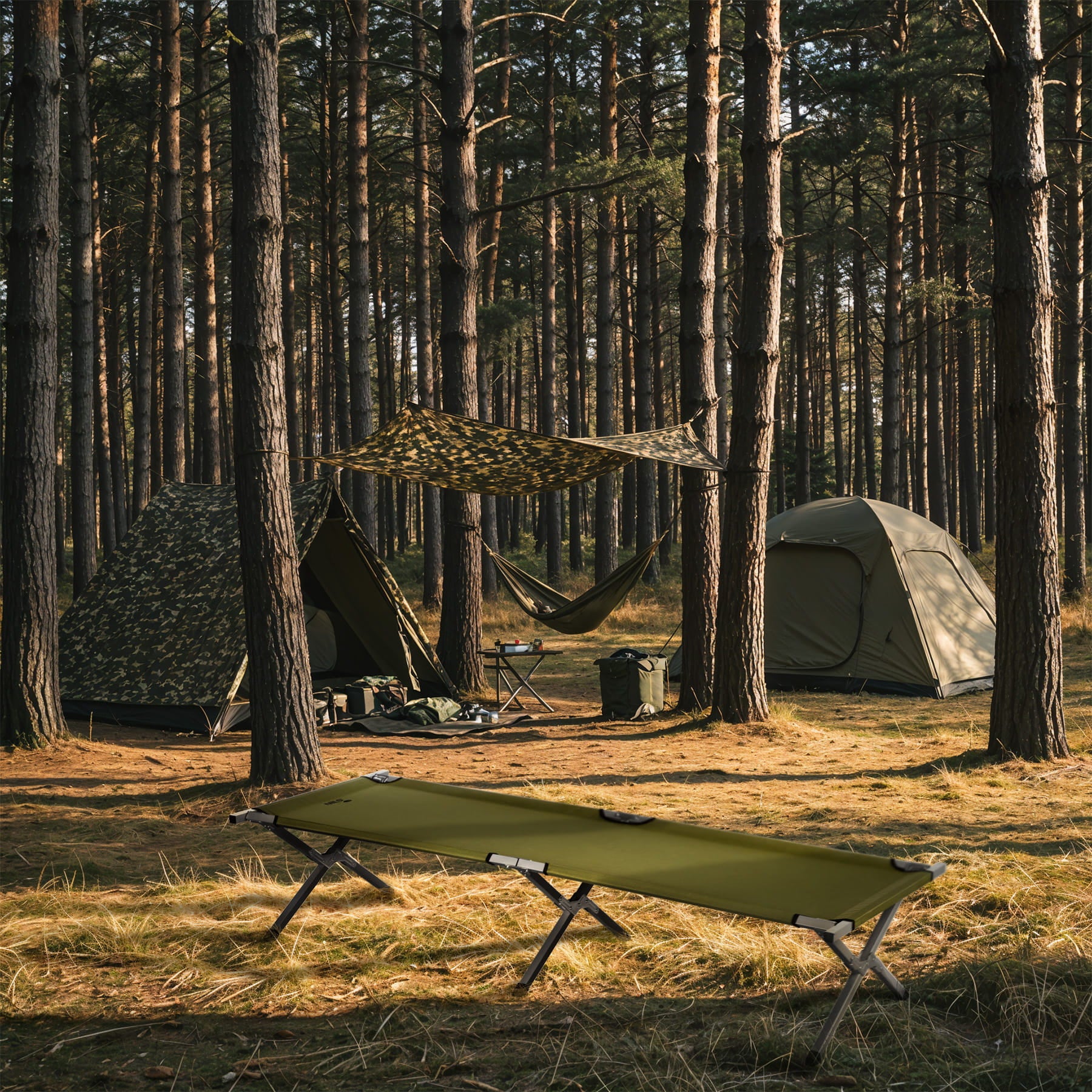 ŁÓŻKO POLOWE SKŁADANE ZIELONE 200 CM NILS CAMP NC2756