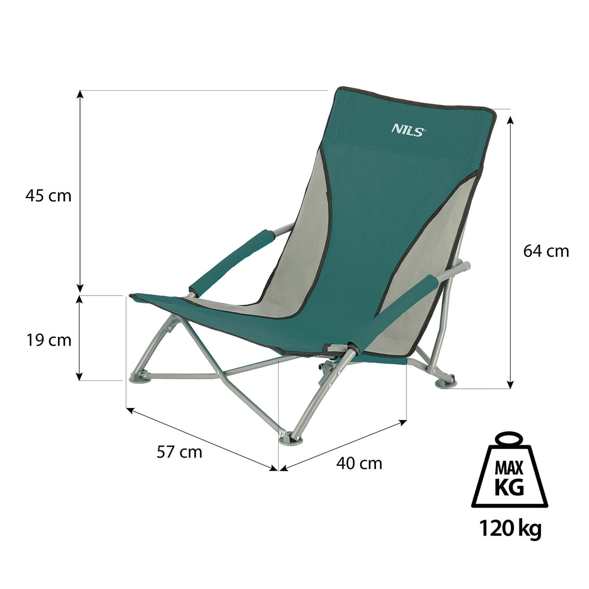 ZIELONO-SZARY KRZESŁO PLAŻOWE NILS CAMP NC3035
